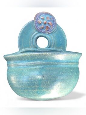 Foxlo Studio Pottery of California Wall Pocket Vase Planter Artist Signed